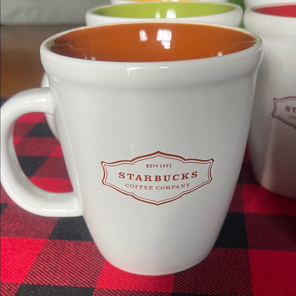 Starbucks White Mugs with Colorful Interiors - Picture 2 of 7